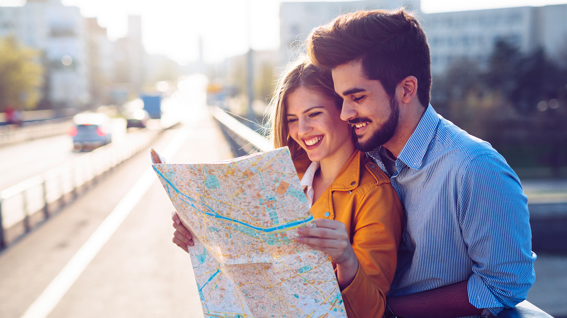 couple checking a map